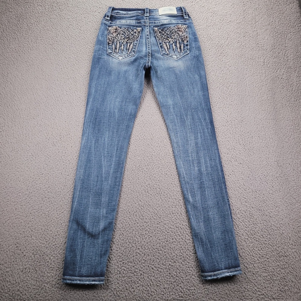 MISS ME Jeans Womens Size 24 Curvy Skinny Mid Rise Dreamcatcher Floral Pocket